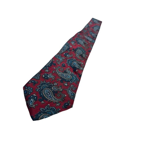Mallory Church London Silk Tie Red Print Paisley Formal Professional Career - Picture 3 of 6